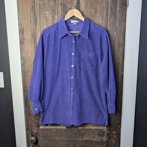 Vintage 90s Cherokee Purple Corduroy Grunge Button Up Shirt | Unisex Oversized